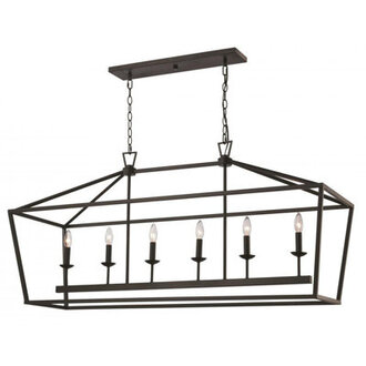 Lacey Pendant, 6-Light, Rubbed Oil Bronze, 49"W (WYM7)