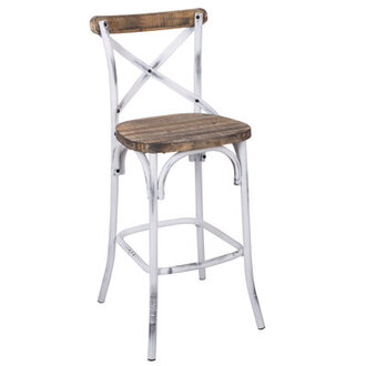 Zukowski Solid Wood 29" Bar Stool Color: Antique White/Antique Oak