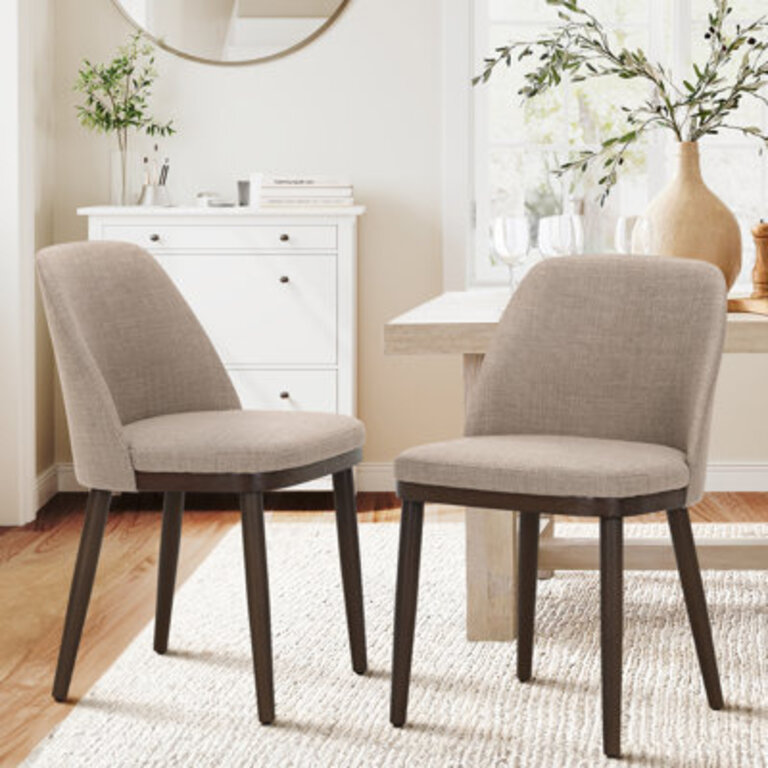 Upholstered Solid Wood Fabric Dining Chair Color: Gray Blue