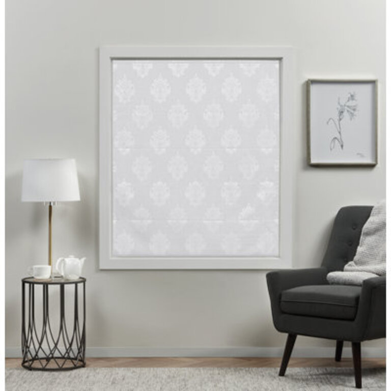 Blackout Roman Shade Length & Width: 31"W x 64"L, Finish: White