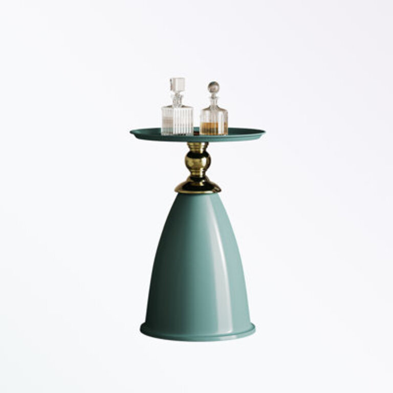 Luxury Design Iron End Table, Minimalist Round Side Table for Small Space Color: Green
