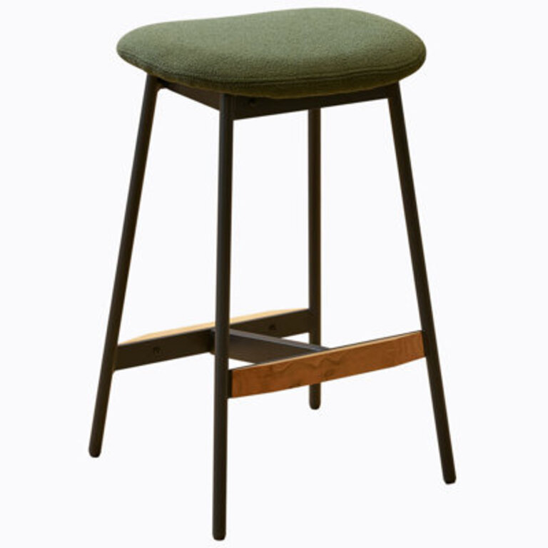 Kezia Upholstered 25.1'' Counter Stool with Metal Frame Upholstery: Green