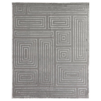 Metro Velvet Geometric Hand-Knotted Silver Area Rug Rug Size: Rectangle 6' x 9'
