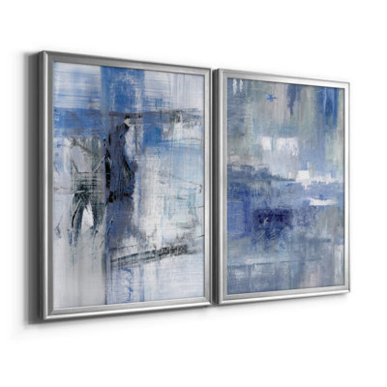 Reflections In Indigo Premium Framed Print - Ready To Hang Frame Color: Silver, Size: 22.5" H x 61" W x 1.5" D