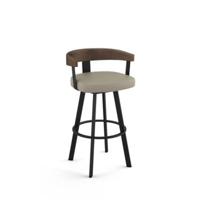 Drees Swivel Counter & Bar Stool Seat Height: Counter Stool (25.5" Seat Height), Color: Black, Upholstery: Greige Faux Leather