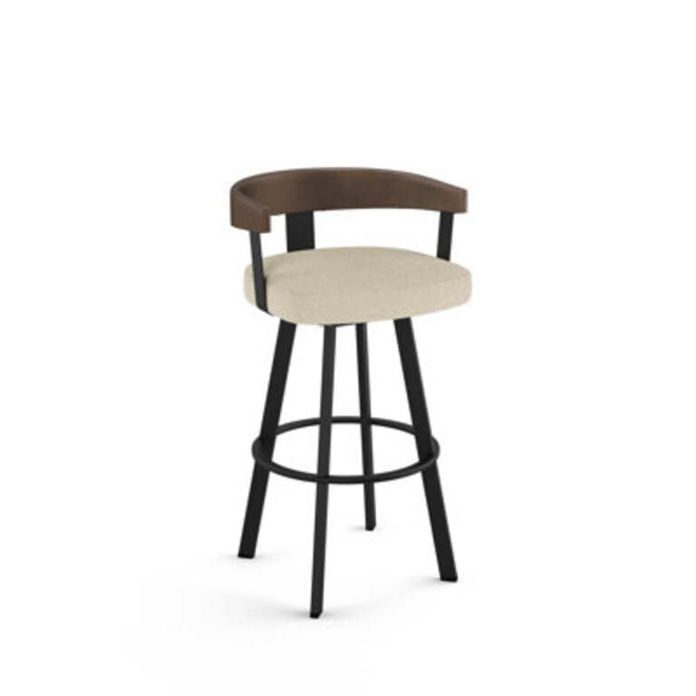 Drees Swivel Counter & Bar Stool Seat Height: Bar Stool (29.5" Seat Height), Color: Black , Upholstery: Cream Bouclé Polyester