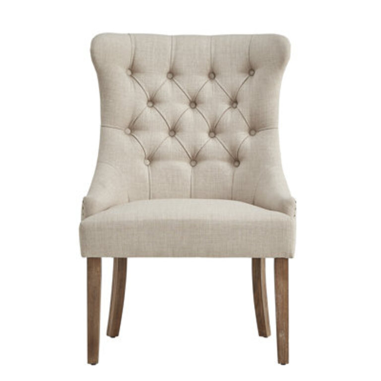 Clendon 27" Wide Tufted Linen Side Chair Upholstery: Heathered Beige Linen