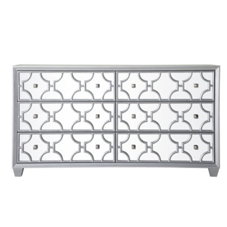 Brewster 6 Drawer 64" W Double Dresser Color: Silver