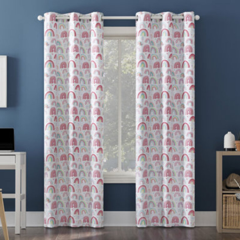 Wayfair Basics® Rainbows Print 100% Blackout Grommet Curtain Panel Size per Panel: 40" W x 63" L