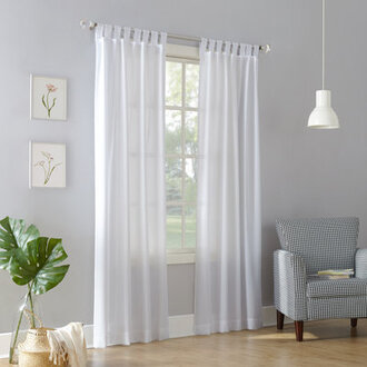 Wayfair Basics® Brekke Semi-Sheer Tab Top Curtain Panel Size per Panel: 40" W x 84" L, Curtain Color: White