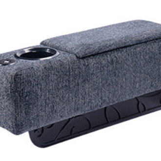 Sofa Armrest with Cupholder,Large Storage Couch Armrest with Removable Phone Stand&Reading,Beige Body Fabric: Light Navy Polyester Blend