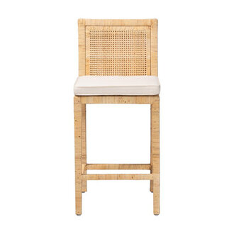 Haxby Modern And Contemporary Natural Finished Wood And Rattan Counter Stool
