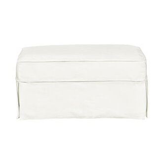 Porter Slipcovered Ottoman Fabric: Canvas Granite Sunbrella Canvas