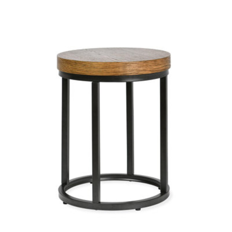 Queensborough 18" Round Wood End Table Light Brown