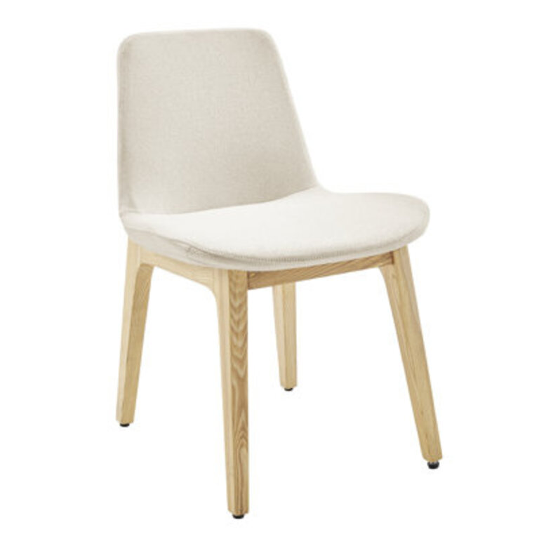 Travante Side Chair In Mustard Yellow Fabric And Natural Ash Legs - Set Of 2 Upholstery Color: White