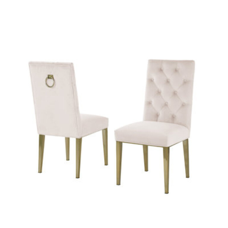 Carnahan Tufted Velvet Upholstered Parsons Chair Upholstery Color: Beige, Leg Color: Gold