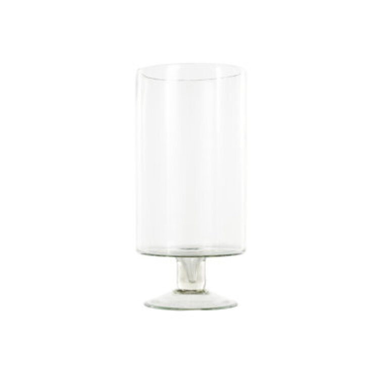 Cole And Grey Glass Round Candle Holder With Elevated Base