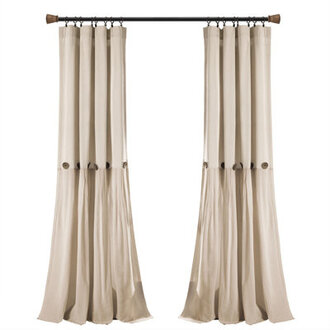Cotton Blend Semi-Sheer Rod Pocket Curtain Panels Curtain Color: Dark Linen