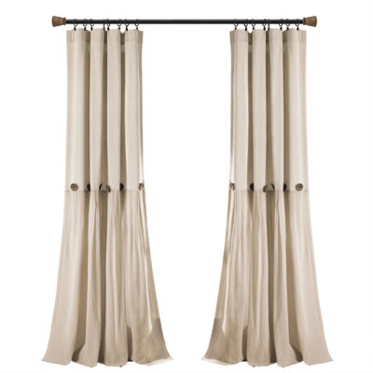 Cotton Blend Semi-Sheer Rod Pocket Curtain Panels Curtain Color: Dark Linen