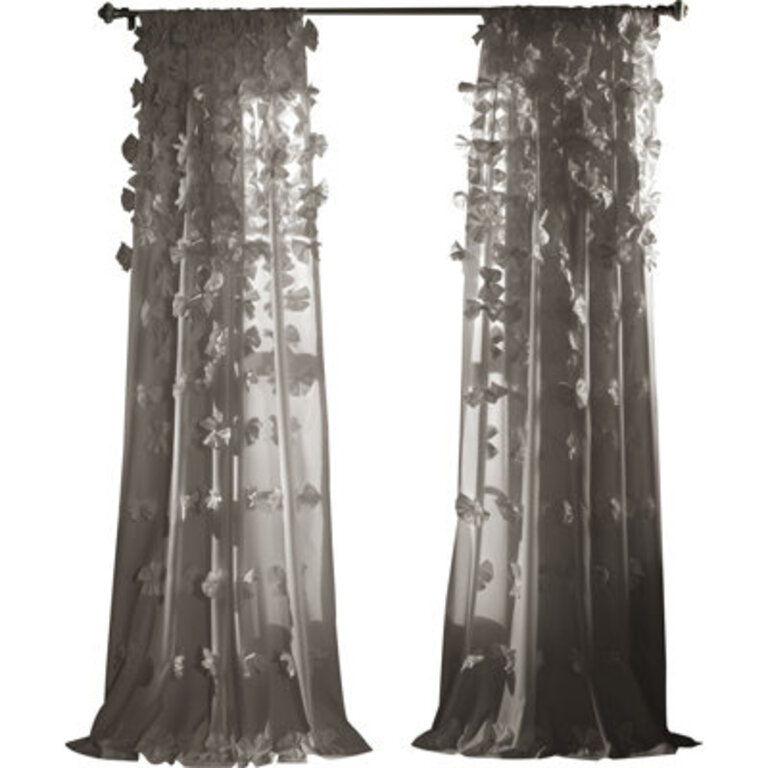 Riley Floral Semi-Sheer Rod Pocket Single Curtain Panel Curtain Color: Gray, Size per Panel: 54"W x 84"L