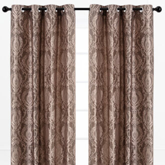 Damask Ivanbrook Luxury Curtains Grommet Curtain Panel Set Curtain Color: Umber, Size per Panel: 52" W x 96" L