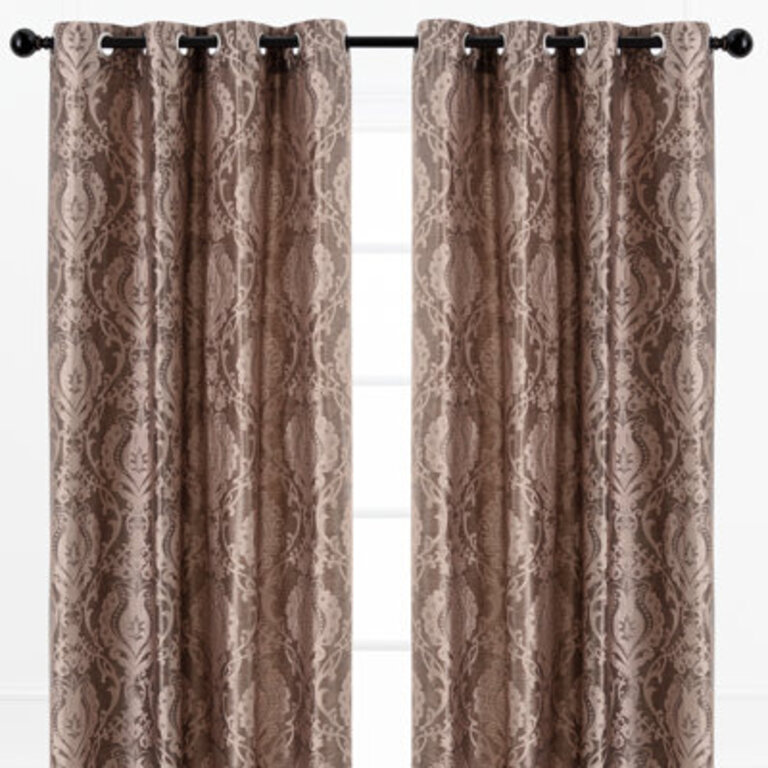 Damask Ivanbrook Luxury Curtains Grommet Curtain Panel Set Curtain Color: Umber, Size per Panel: 52" W x 96" L