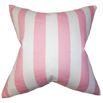 Classic Stripe Throw Pillow Size: 18" x 18", Fill Material: No Fill, Color: Baby Pink
