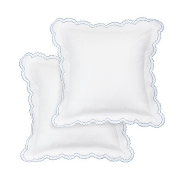 Berrada Double Scalloped 100% Cotton Zip Sham Color: Blue