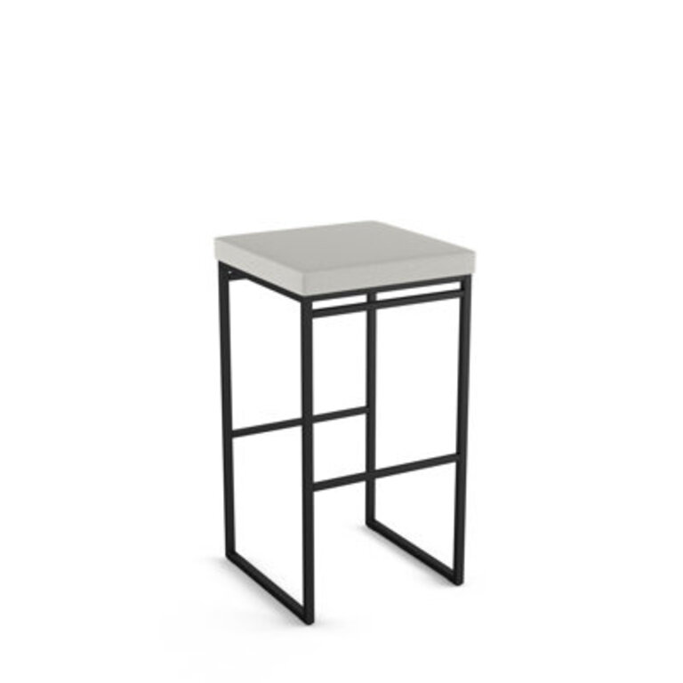Humiston Backless Counter & Bar Stool Seat Height: Counter Stool (26.75" Seat Height), Color: Light Gray Polyester/ Black Metal Frame