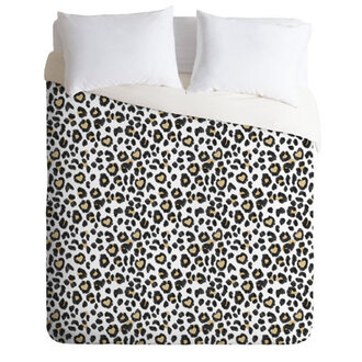 Leopard Heart Duvet Cover Set Size: Queen Duvet Cover + 2 Shams, Color: White/Black