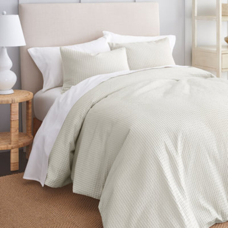 GAIAM Relax Organic Cotton Waffle 3pc Comforter Set Size: King Comforter + 2 King Shams, Color: Cream