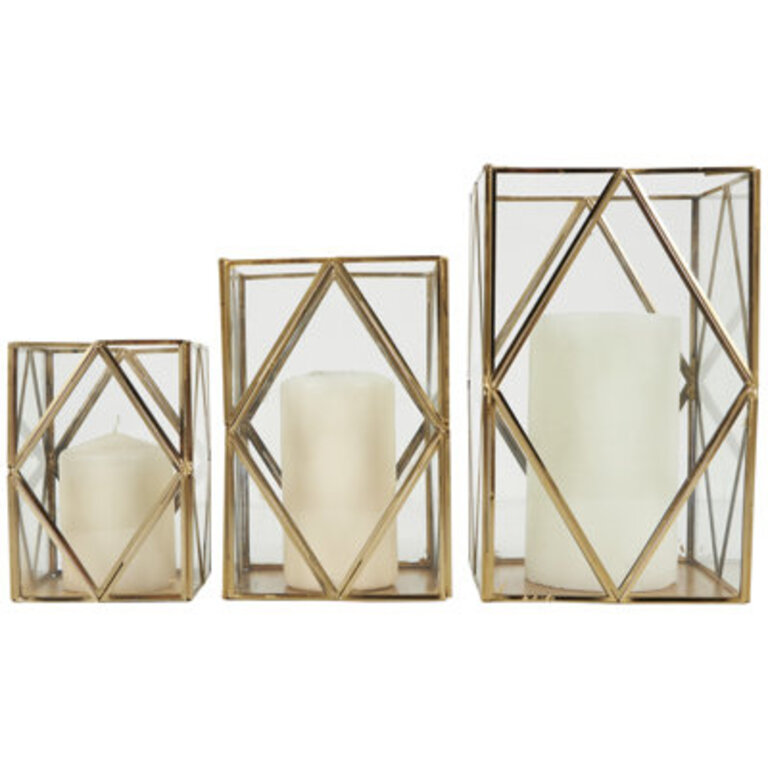 Metal Diamond Patterned Rectangular Geometric Indoor Outdoor Candles