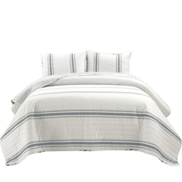 Farmhouse Standard Cotton Reversible Comforter Set Size: King Comforter + Standard 2 Shams, Color: Black