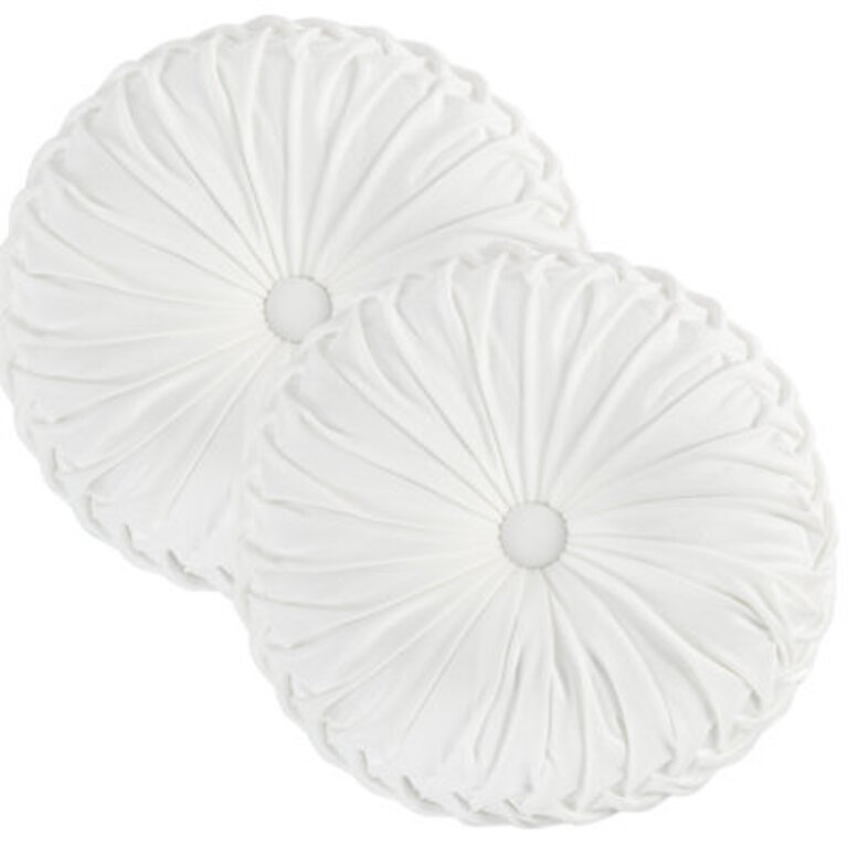 Velvet Round Throw Pillow Color/Pattern: White
