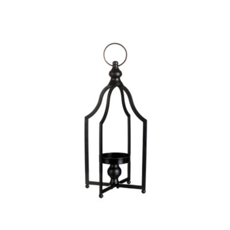 Iron Lantern Holder Size: 16.5" H x 8" W x 8" D, Color: Black