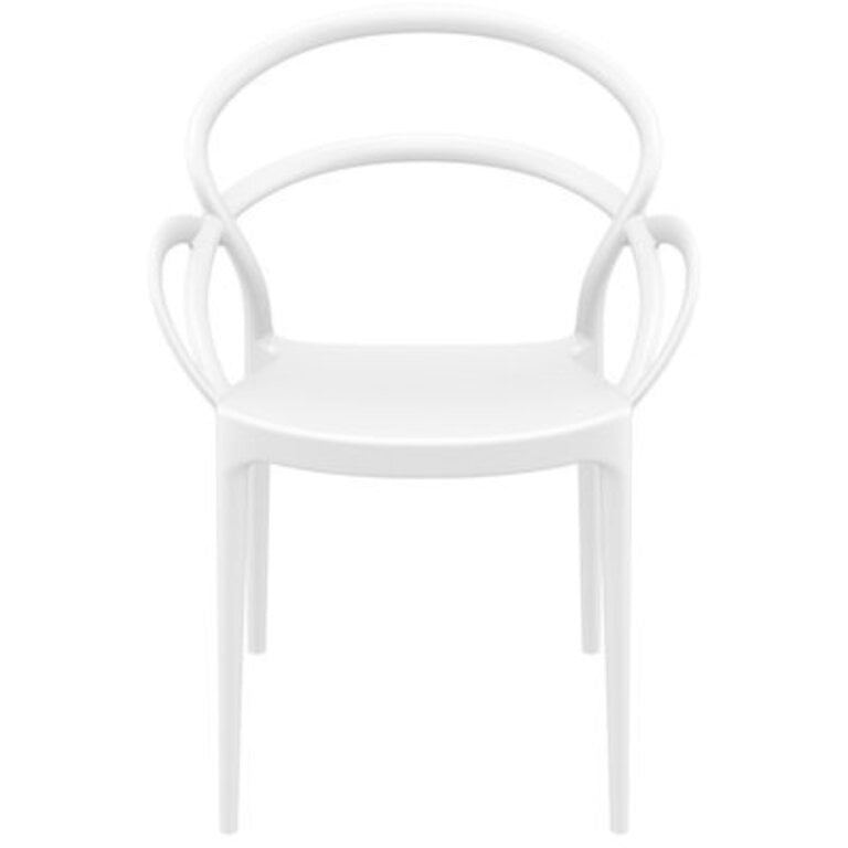 Farrah Stacking Patio Dining Armchair Color: White