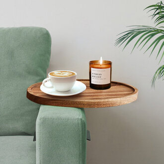 Solid Wood Sofa Tray, Sofa Arm Table, Sofa Cup Holder Table Top Color: Acacia Wood