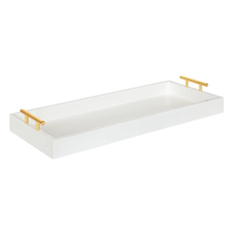 Norvan Narrow Ottoman/Coffee Table Tray Color: White/Gold