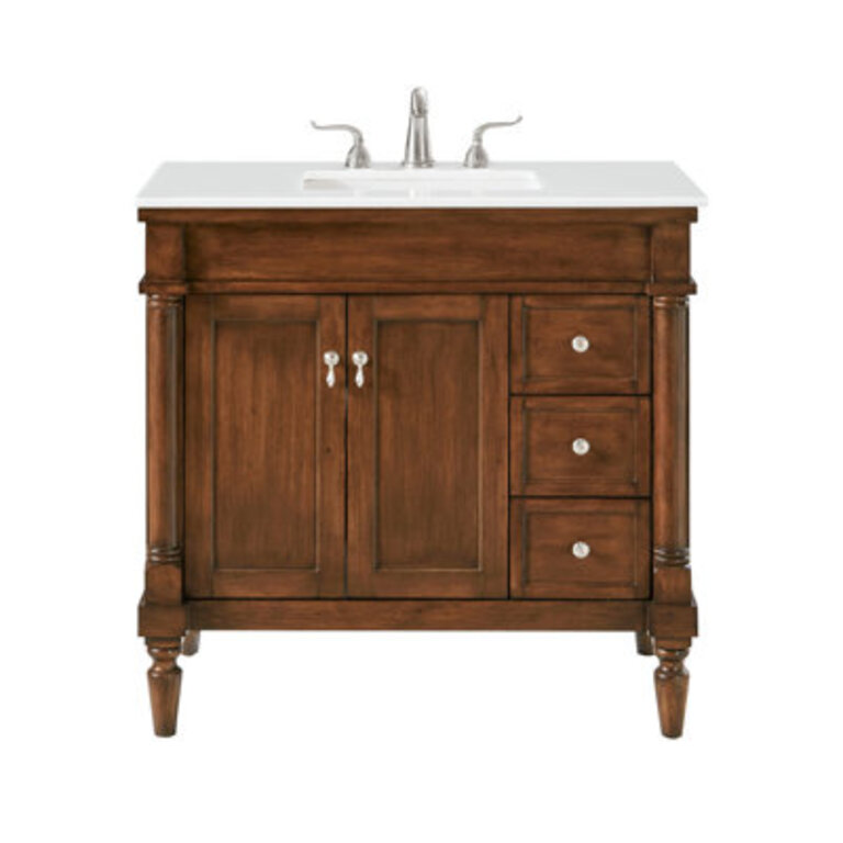 Everarda 36" Single Bathroom Vanity Set Base Finish: Walnut, Top Finish: Ivory White