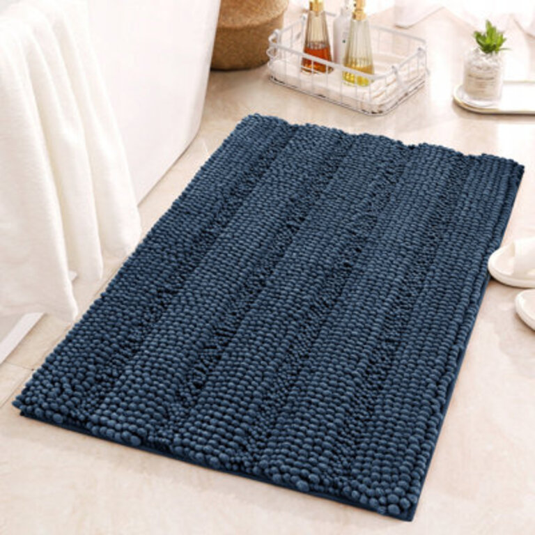 Chenault Soft Thick Velvet Microfiber Chenille Bath Rug Size: 24" W x 59" L, Color: Navy