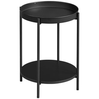 Kappel Steel Tray Top End Table with Storage Top Color/Base Color: Black Top/Black Base