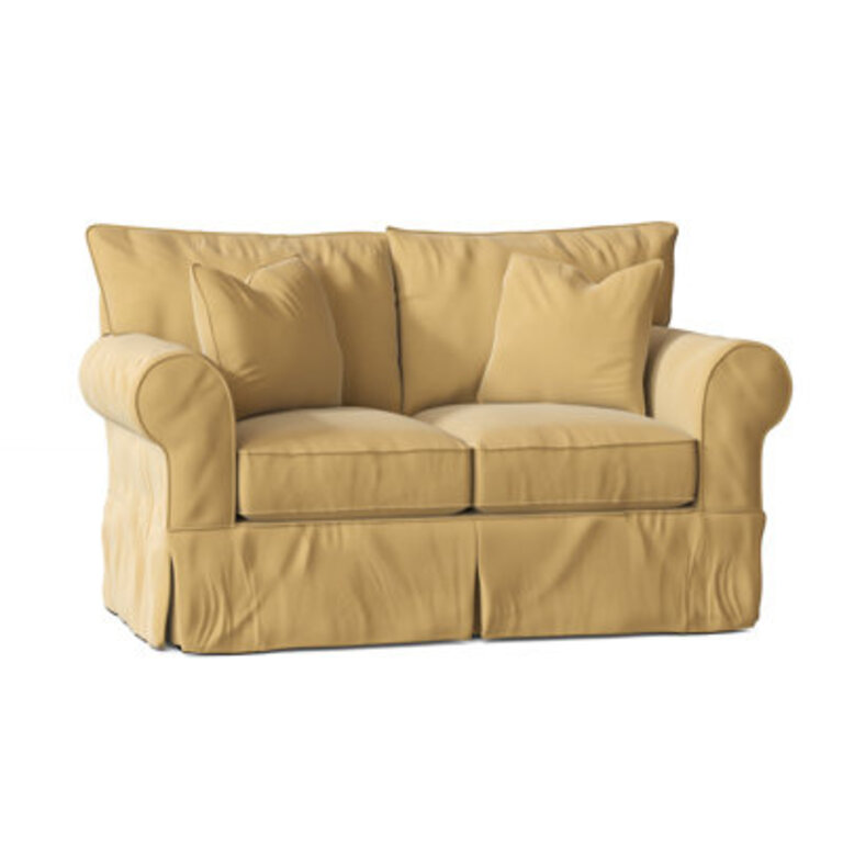 Amari 65" Rolled Arm Slipcovered Loveseat Fabric: Bayou Sunshine Canvas