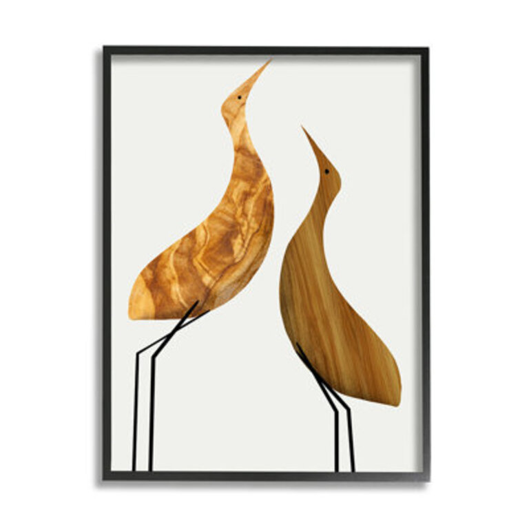 Modern Rustic Tree Patterned Birds Minimal Abstract by Daphne Polselli - Graphic Art Print Format: Black Framed, Size: 30" H x 24" W x 1.5" D