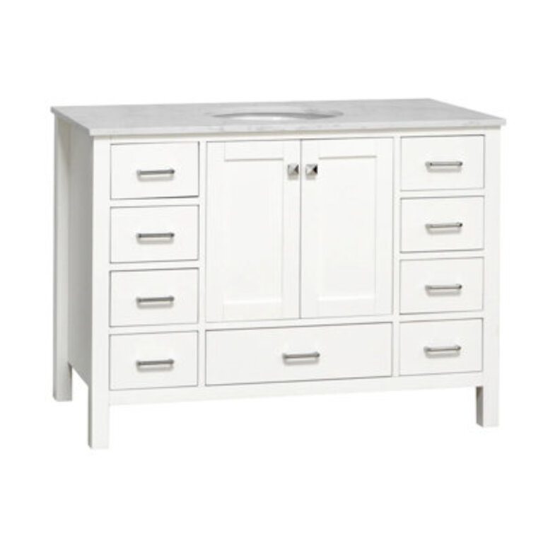 Maven 48" Single Bathroom Vanity Set Base Finish: White, Top Finish: Engineered Carrara