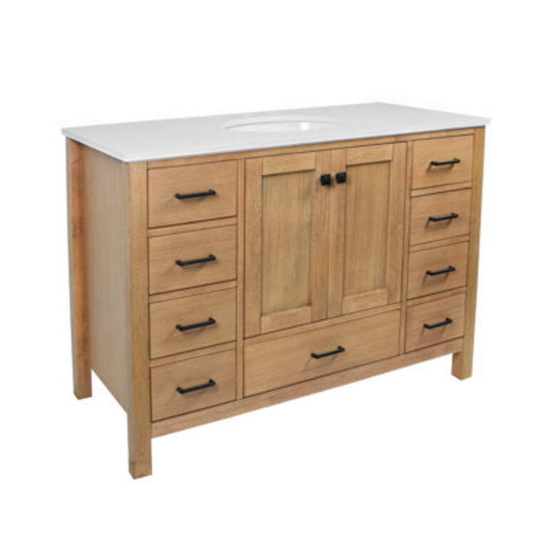 Maven 48" Single Bathroom Vanity Set Base Finish: Blonde, Top Finish: Engineered White