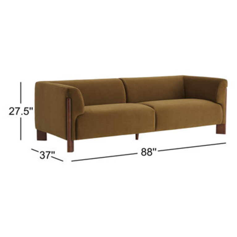 Wanetta 88'' Upholstered Sofa With Solid Wood Leg Fabric: Soren Ochre Performance Velvet