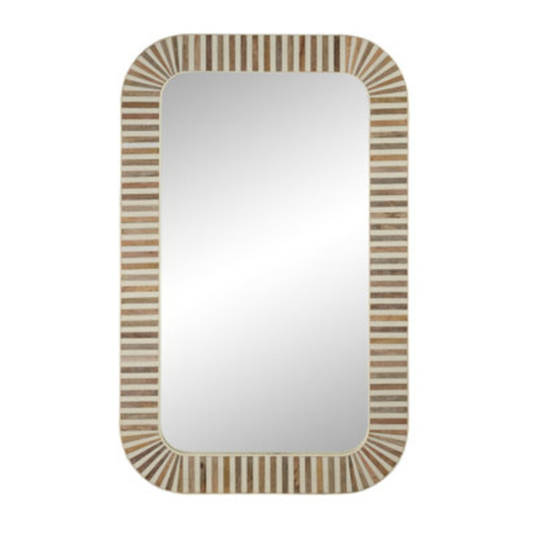 Mallory Wood and Bone Inlay Rectangular Mirror
