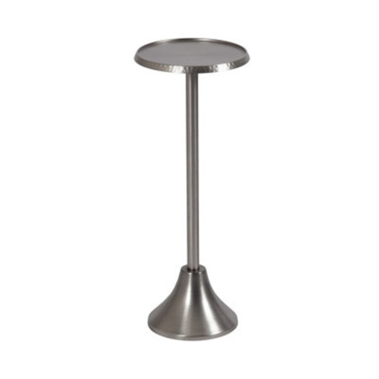 Deanna Iron End Table Table Top Color: Matte Silver, Table Base Color: Matte Silver, Size: 23" H x 9" W x 9" D
