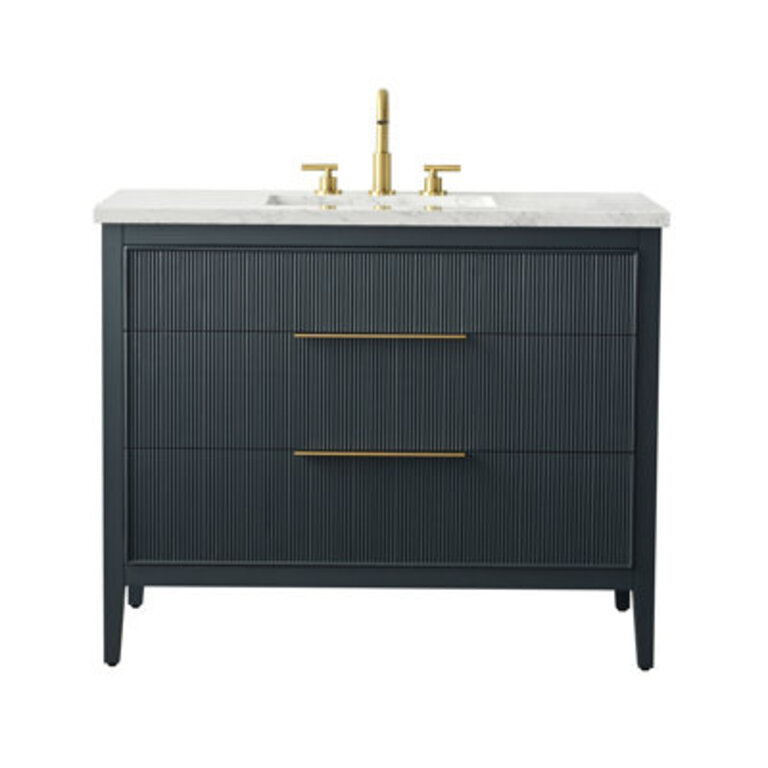 Bilroy 42'' Single Bathroom Vanity with Engineered Stone Top Base Finish: Vintage Blue