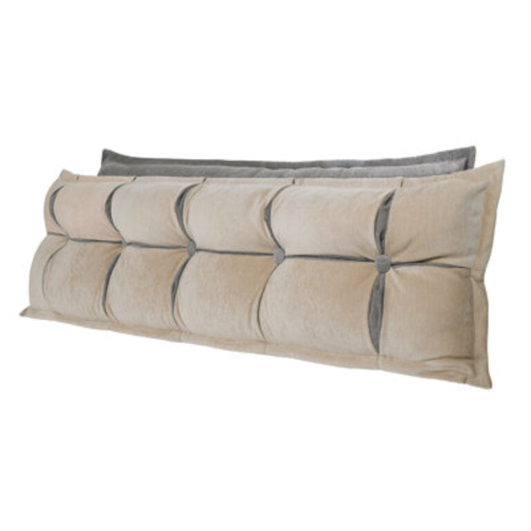 Two-layer Headboard Reading Back Support Pillow Comfortable Backrest Cushion Color/Pattern: Beige, Size: 22"H x 76"W